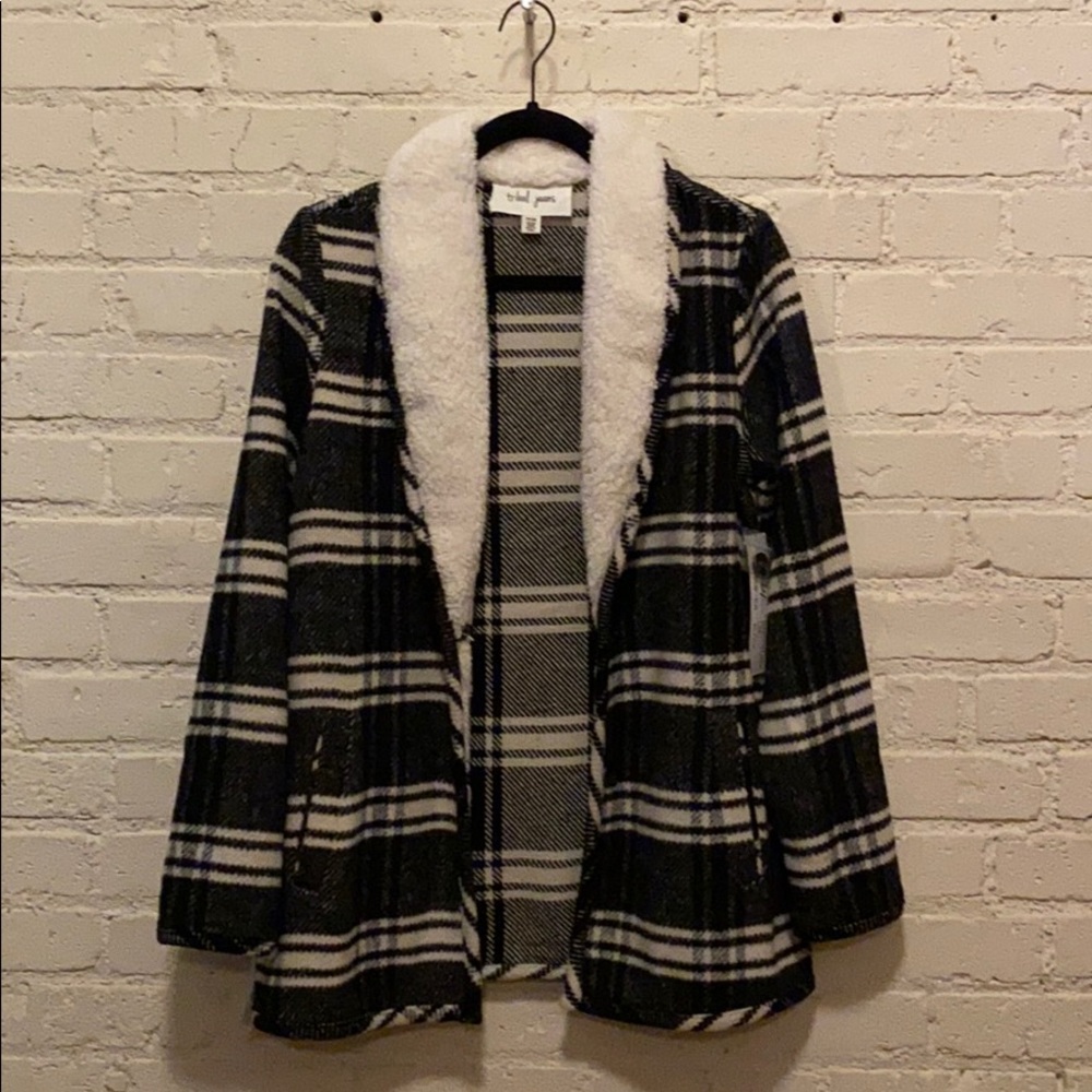 Tribal Black Shawl Collar Coat